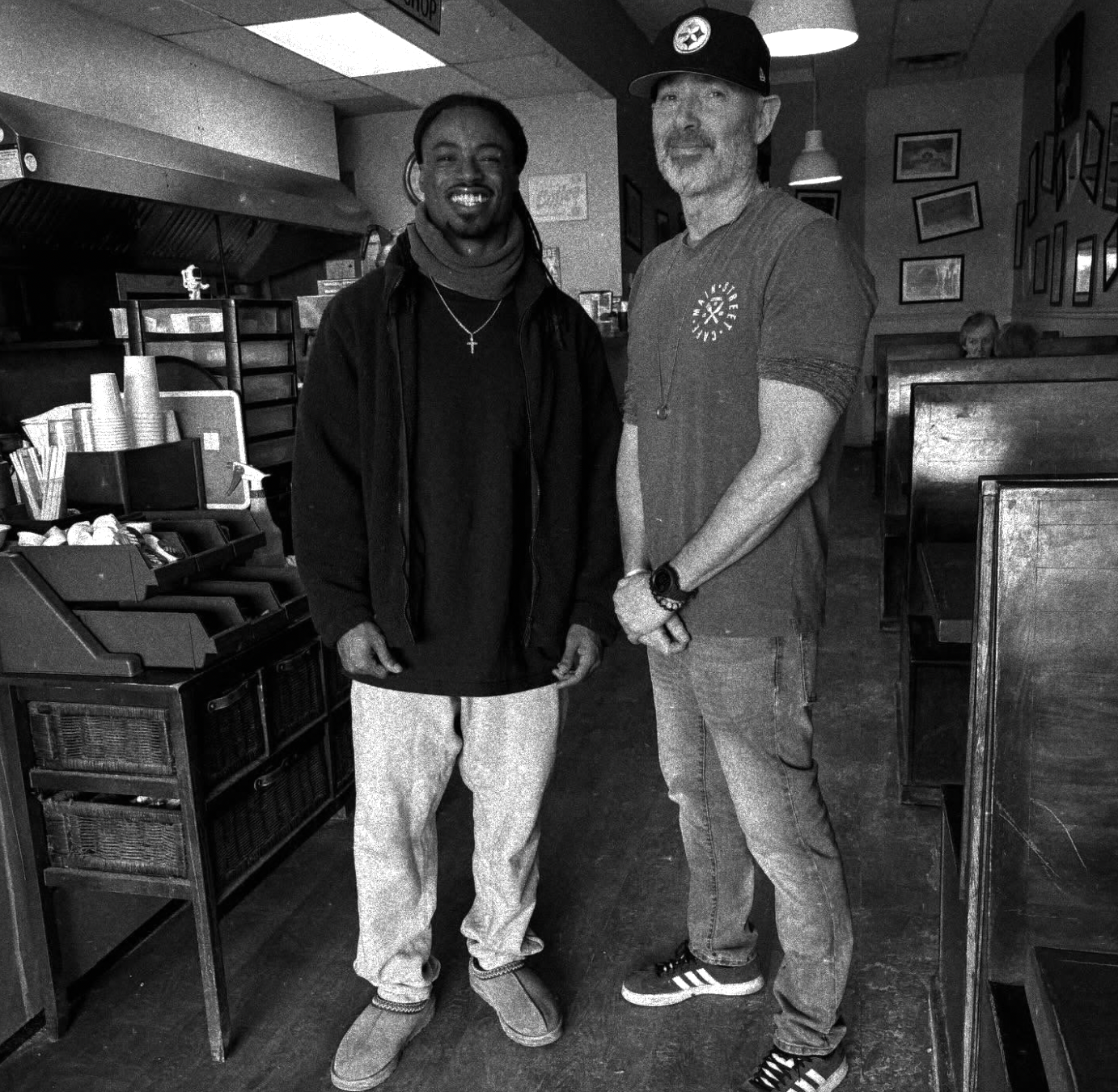 Owner with Kalil Pimpleton at Main Street Cafe